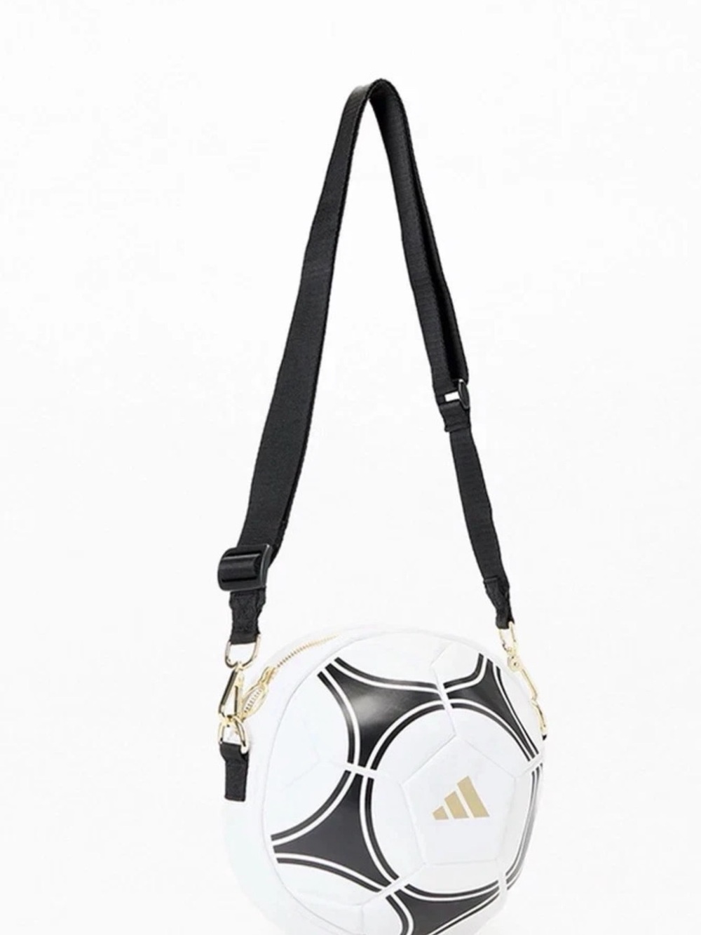 Adidas White & Black Soccer Ball Crossbody Purse with Gold Accent NWT